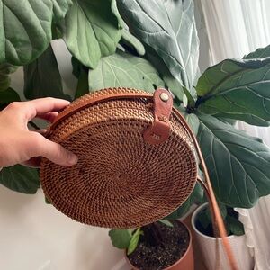 Poppy and sage wicker purse